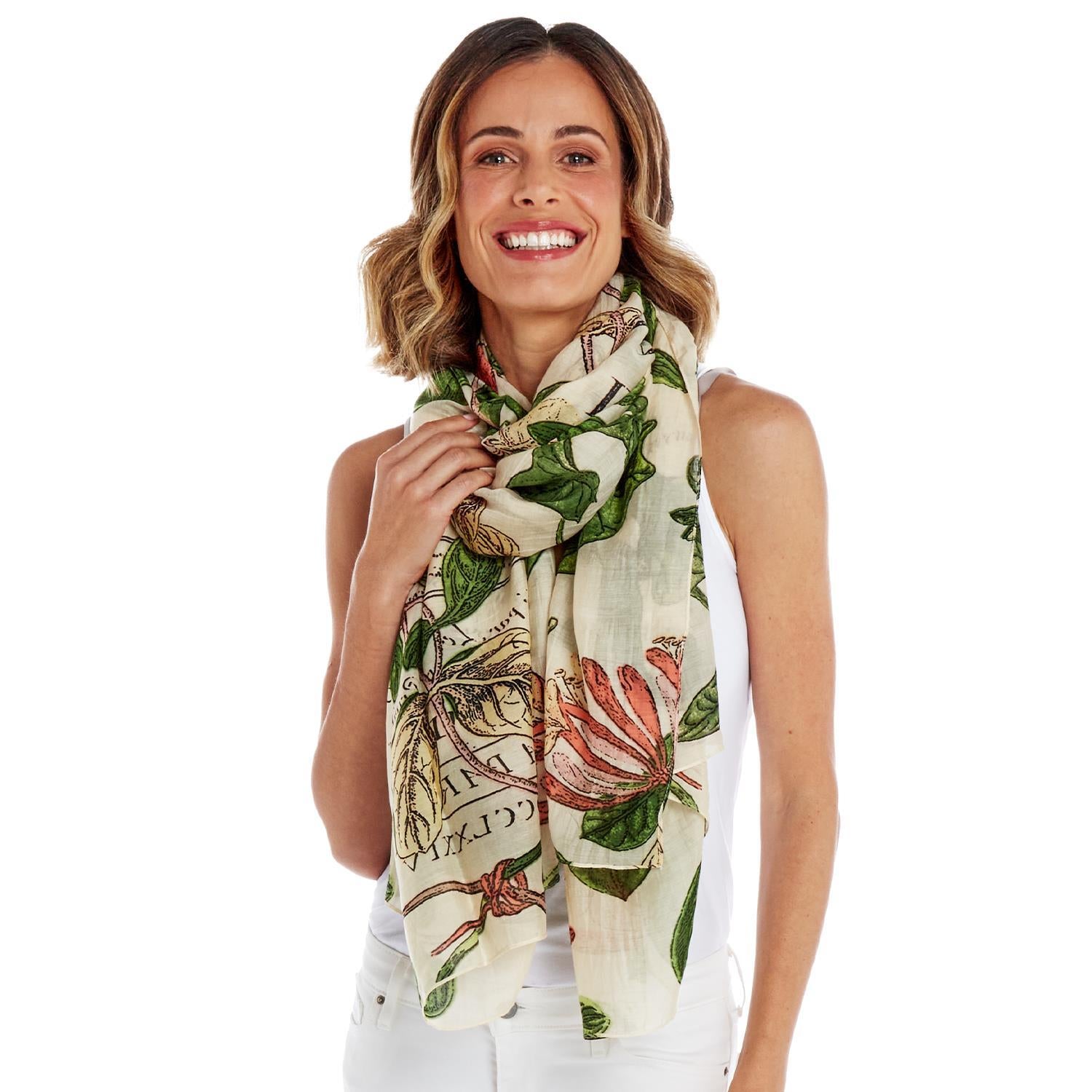Honeysuckle Print Blue Scarf