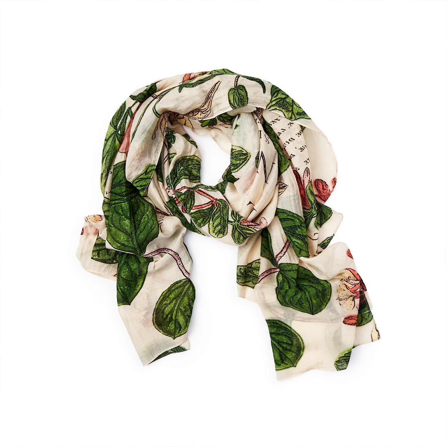 Honeysuckle Print Blue Scarf