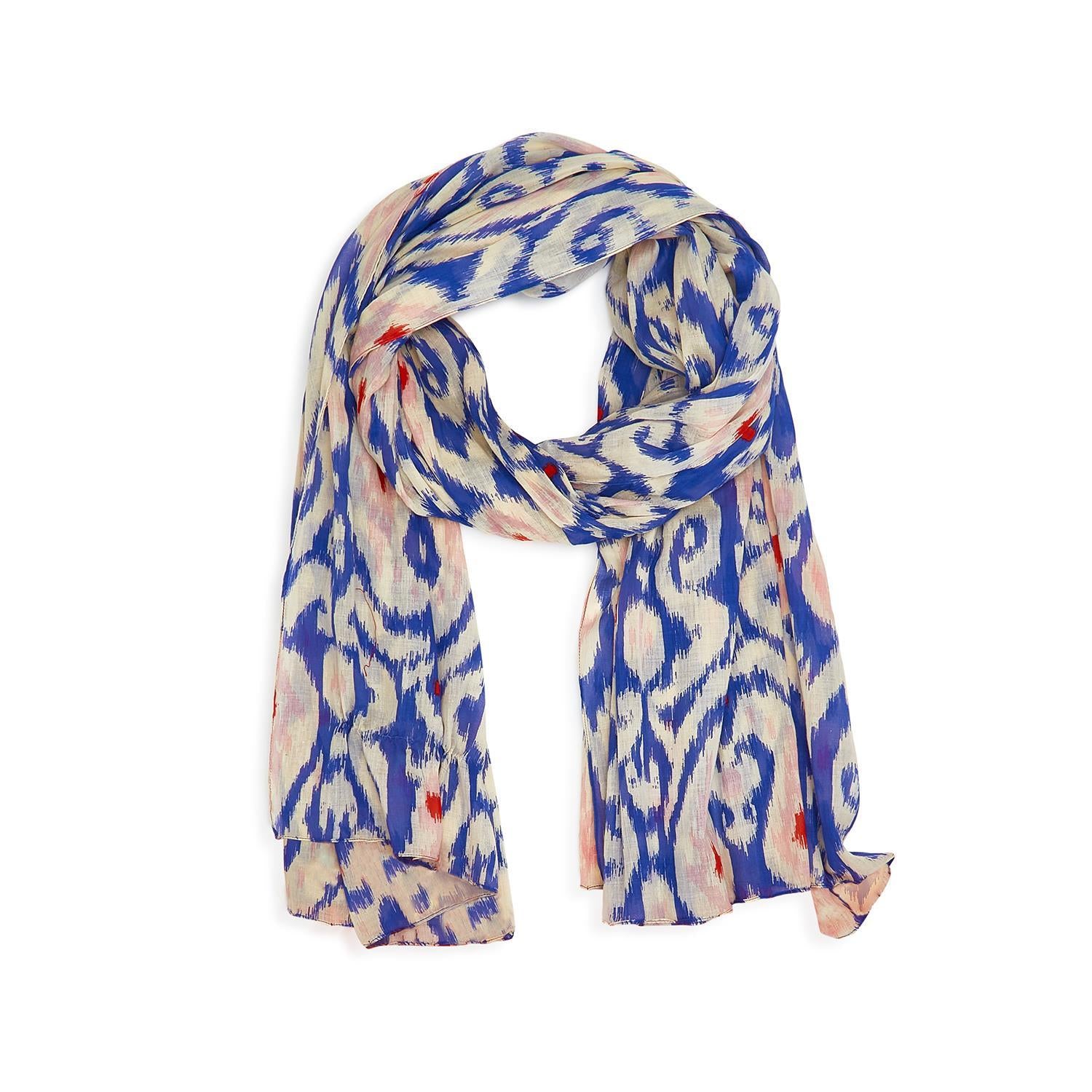 Ikat Print Blue Scarf