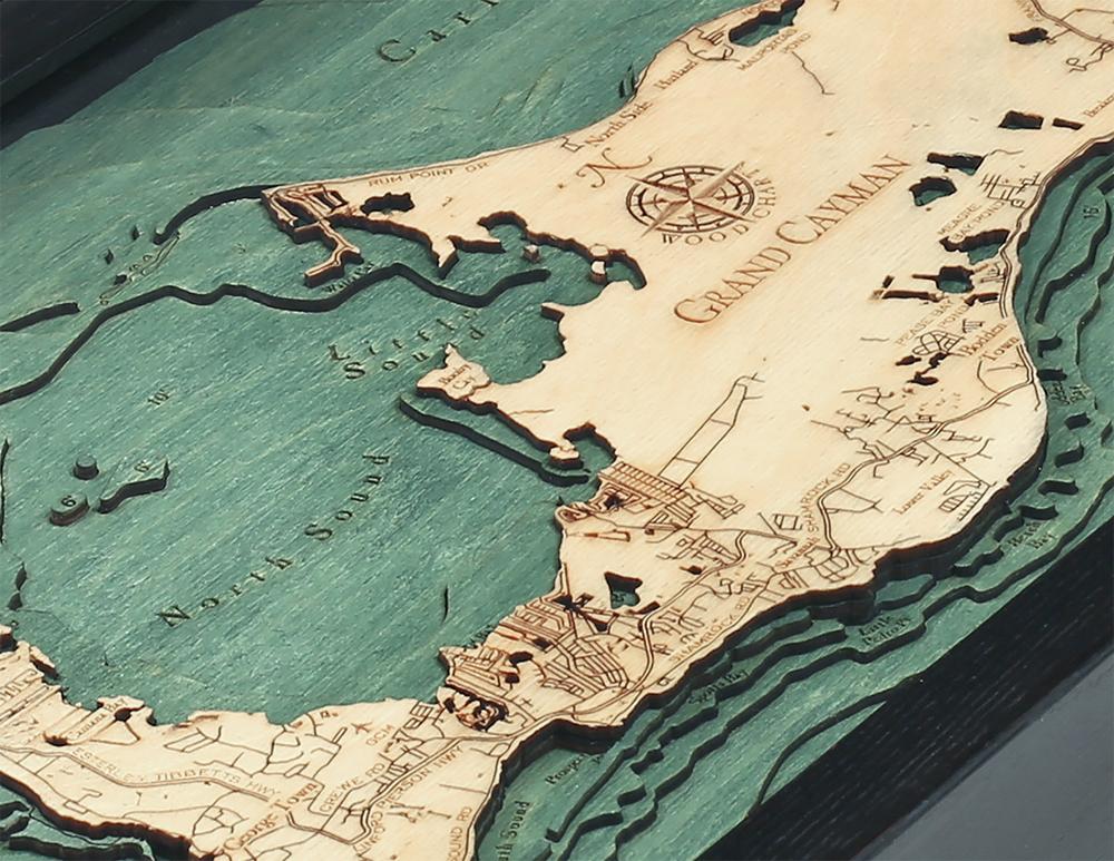 Grand Cayman 3-D Nautical Wood Chart