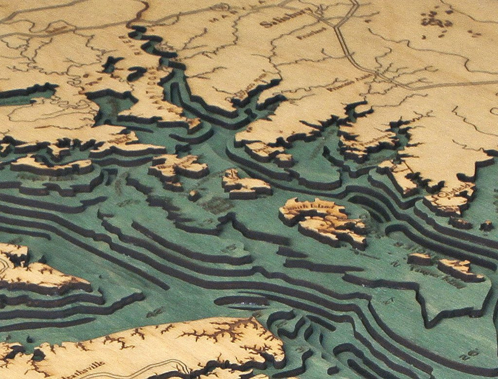 Chesapeake Bay, 3-D Nautical Wood Chart