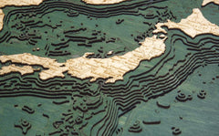Japan and Korea 3-D Nautical Wood Chart