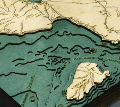 Maui, Hawaii 3-D Nautical Wood Chart