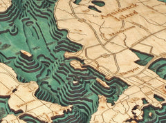 Narragansett / Newport, Rhode Island 3-D Nautical Wood Chart