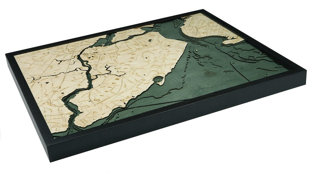 Staten Island, New York 3-D Nautical Wood Chart