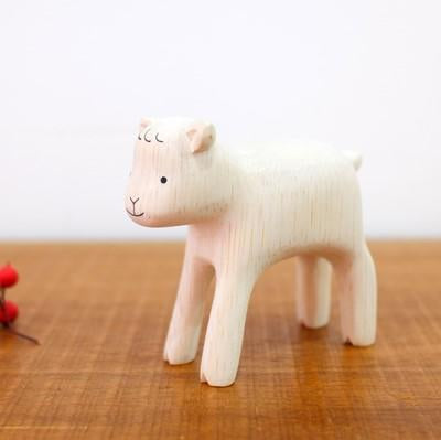 Hand Carved Wooden Baby Goat