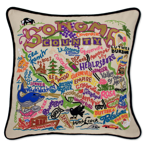 Sonoma County Hand-Embroidered Pillow
