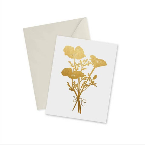 Golden Poppies Gold Foil Notecard