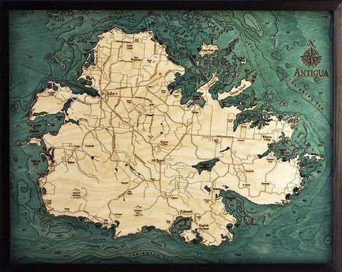 Antigua 3-D Nautical Wood Chart