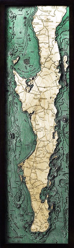 Baja Peninsula 3-D Nautical Wood Chart