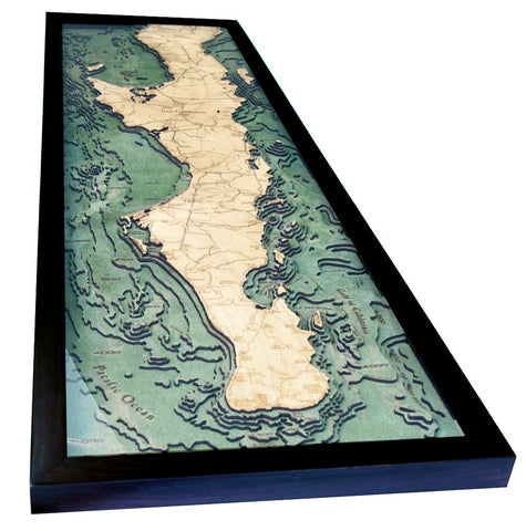 Baja Peninsula 3-D Nautical Wood Chart