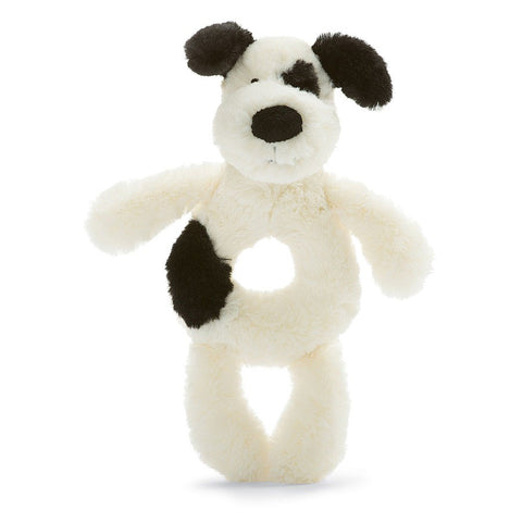 Bashful Black & Cream Puppy Rattle