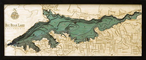 Big Bear Lake, California 3-D Nautical Wood Chart