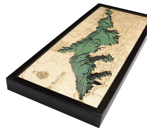 Big Bear Lake, California 3-D Nautical Wood Chart