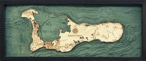 Grand Cayman 3-D Nautical Wood Chart