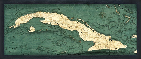 Cuba 3-D Nautical Wood Chart