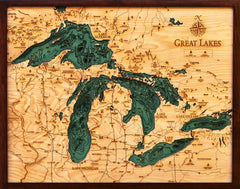 Great Lakes, California 3-D Nautical Wood Chart