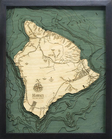 Hawaii (The Big Island) 3-D Nautical Wood Chart