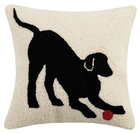 PLAYFUL BLACK LAB Hook Pillow