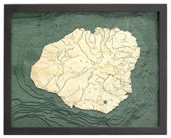 Kauai, Hawaii 3-D Nautical Wood Chart