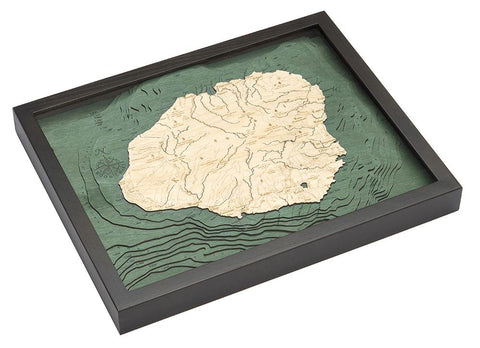 Kauai, Hawaii 3-D Nautical Wood Chart