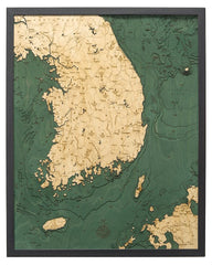 South Korea 3-D Nautical Wood Chart