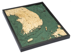 South Korea 3-D Nautical Wood Chart