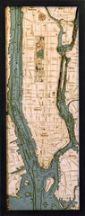 Manhattan, NY 3-D Nautical Wood Chart