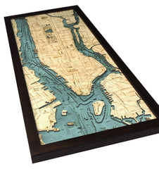 Manhattan, NY 3-D Nautical Wood Chart