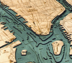 Manhattan, NY 3-D Nautical Wood Chart