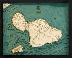 Maui, Hawaii 3-D Nautical Wood Chart