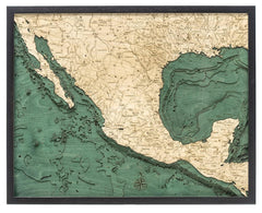 Mexico 3-D Nautical Wood Chart