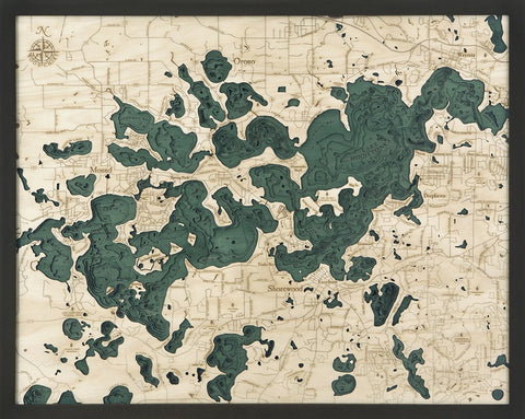 Lake Minnetonka, MN 3-D Nautical Wood Chart