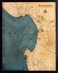 Monterey Bay, California 3-D Nautical Wood Chart, Narrow