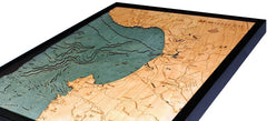 Monterey Bay, California 3-D Nautical Wood Chart, Narrow