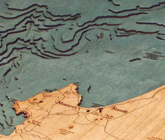 Monterey Bay, California 3-D Nautical Wood Chart, Narrow