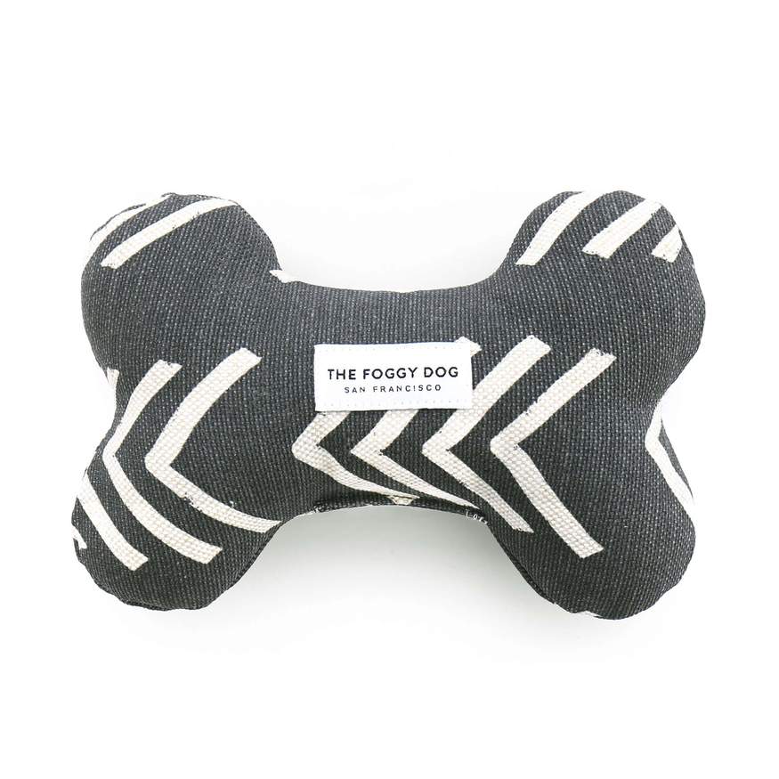 Modern Mud Cloth Black Dog Squeaky Toy