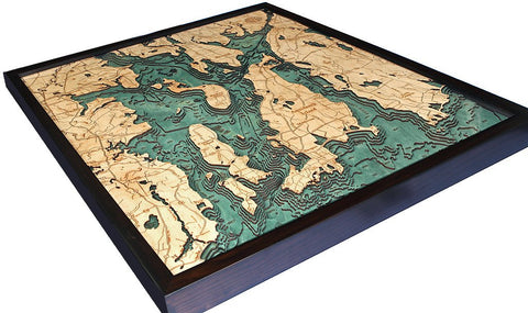 Narragansett / Newport, Rhode Island 3-D Nautical Wood Chart