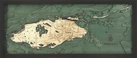 Nassau, Bahamas 3-D Nautical Wood Chart