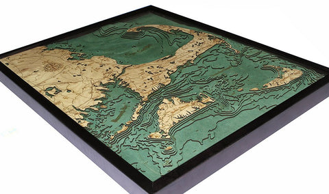 Cape Cod, 3-D Nautical Wood Chart