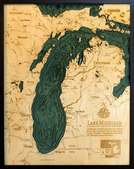 Lake Michigan, 3-D Nautical Wood Chart