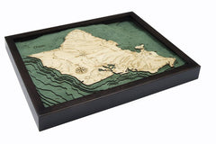 Oahu, Hawaii 3-D Nautical Wood Chart
