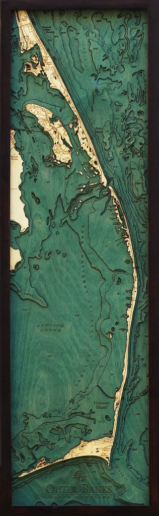 Outer Banks, 3-D Nautical Wood Chart