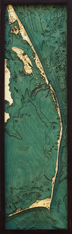 Outer Banks, 3-D Nautical Wood Chart