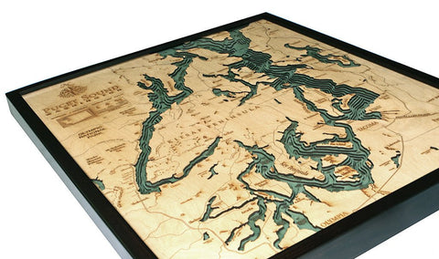 Puget Sound, 3-D Nautical Wood Chart