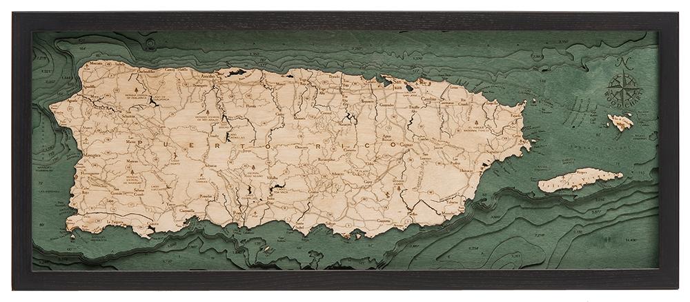 Puerto Rico 3-D Nautical Wood Chart