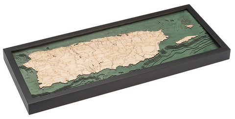 Puerto Rico 3-D Nautical Wood Chart