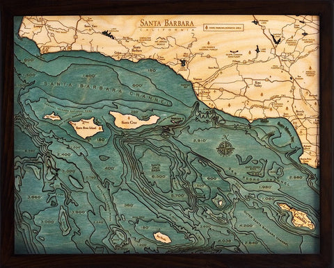 Santa Barbara/ Chanel Islands, 3-D Nautical Wood Chart
