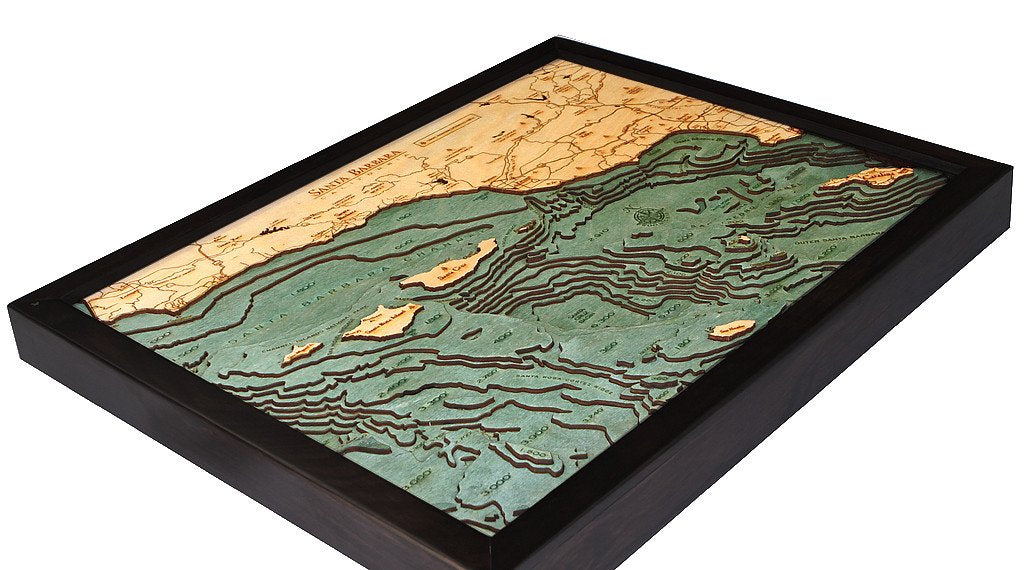 Santa Barbara/ Chanel Islands, 3-D Nautical Wood Chart