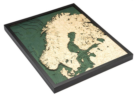 Scandinavia 3-D Nautical Wood Chart